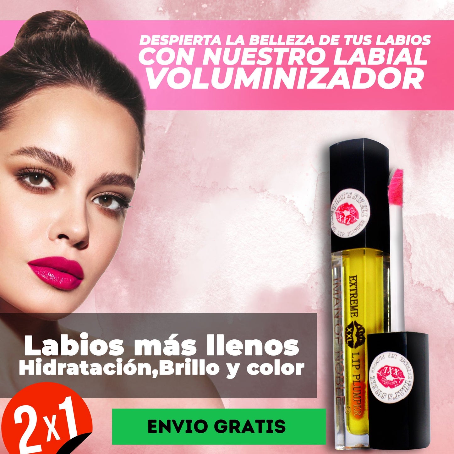 2x1 en Brillo Voluminizador: Labios Más Llenos al Instante